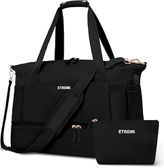 ETRONIKGym Bag for Women, Travel Bag with Shoes Compartment, Weekender Bag with USB Charging Port