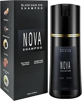 Hair Dye Shampoo & Champu Para Canas - Natural 3-in-1 Instant Gray Coverage for Men & Women (Black)