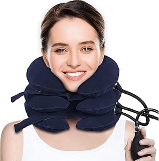 - Neck Stretcher, Cervical Traction Device, Neck Traction Device, Cervical Neck Traction Device for Neck Pain Relief, Adjustable Inflatable Neck Brace, Neck Decompression Home Use (Blue)