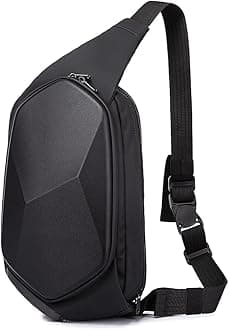 BANGE Sling Bag Waterproof Safe Protect Shell Crossbady Bag Backpack, Biking Hiking Travel Shoulder Bag (Black Large)