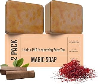 Ghar Magic Soap Tan Removal Sandalwood & Saffron Magic Soaps For Bath | Paraben Free | Chandan & Kesar Bath Soaps | Handmade Soap For Glowing | Skin Brightening For Men & Women (100 Gms Gms Pack Of 2)