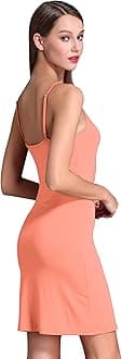 Coreal Full Slip For Women Under Dress Adjustable Spaghetti Strap Knee Length Slips Undergarment Nightwear