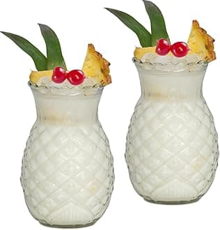 Set of 2 Pineapple Cocktail Glasses, 20 Ounce/570ml Fun Cocktail Jars Tiki Cups for Bar, Party