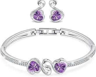 Fasion Jewelry Tennis Bracelets For Women 18K Gold Plating Adjustable Bracelets And Earring Sets With Crystal For Wife Girlfriend Or Mothers Idea Gift For Mother's day