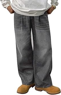HUNGSON Mens Baggy Jeans for Men Women Y2k Skater Vintage Plain Pants Casual Wide Leg Jeans Loose Fit Denim Jeans