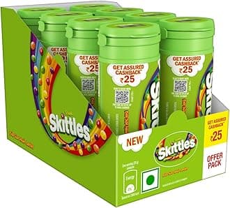 Sour Chewy Fruit Candy Tube, Bite Size Candies, Sour Fruity Flavours (Grape, Strawberry, Lemon, Orange and Apple), Pack of 8, 27.3 Grams