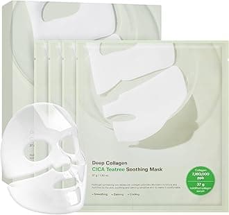 Deep Collagen CICA Tea Tree Overnight Mask | Acne Mask for Redness & Soothing | 2,160,000PPB Collagen + Tea Tree + Centella | Korean Skincare, 4ea | Gifts for Women