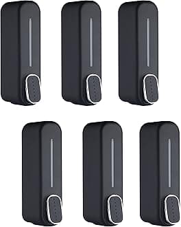 BATH GURU ABS Soap Shampoo Sanitizer Handwash Gel Liquid Soap Dispenser for Bathroom Kitchen 350 Ml (Slim Black, Pack of 6)