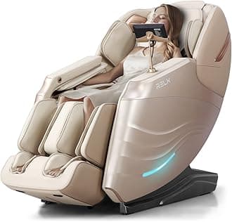 RELX Massage Chair Full Body, 15 Modes Zero Gravity SL-Track Shiatsu Massage Chair Built-in Heat System, Airbag Massage with Body Scan, Deep Yoga Stretch, Calfrest Extension and AI Control(Cream)
