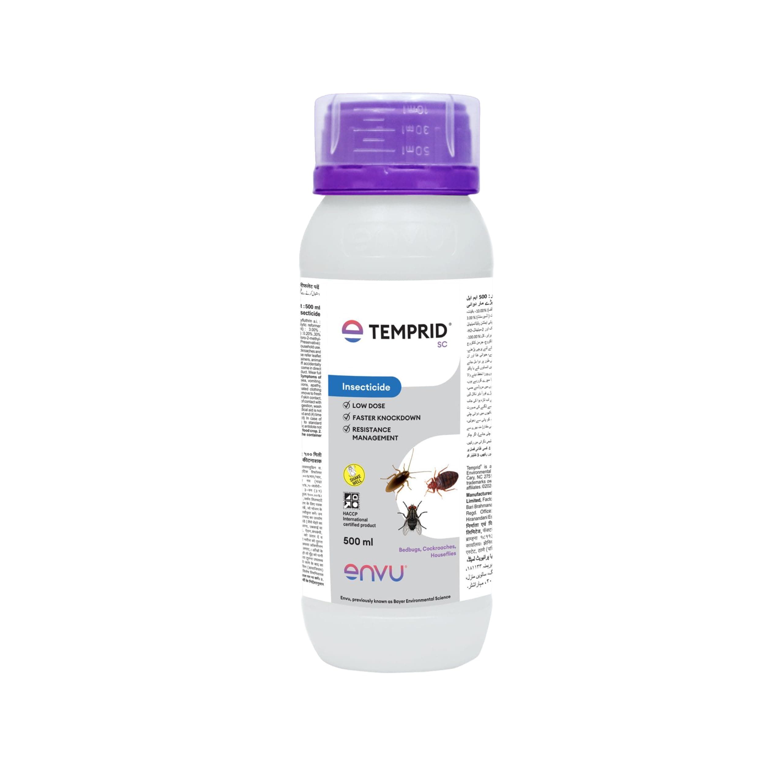 Temprid For Cockroach, Bedbugs And House Flies | Permanent Solution For Cockroach, Bed Bugs And House Flies | No Smell | No Kerosene Required | Mix Only With Water | Pest Control (500 ml)