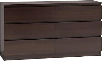 Large Chest of Drawers for Bedroom, 6 Drawer Wenge Dresser with Metal Runners, Bedroom Furniture Storage Cabinet for Clothes, Contemporary Design, Easy Assembly