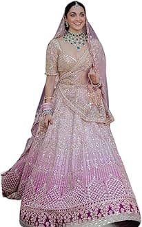 indian readymade Banarasi Satin Navratri bridal lehenga choli for women flared party night with stitched blouse (A, 36)