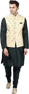 Ethluxis men's Kurta Churidar Pyjama with Ethnic Bundi Nehru jacket