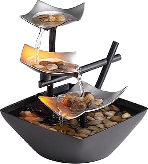 HoMedics Silver Springs Indoor Relaxation Fountain, Illuminated Waterfall, Automatic Pump