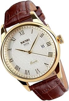 Watch for Men Business Dress Classic Fashion Casual Black Leather Quartz Analog Waterproof Calendar Date Light Simple Wrist Watches Dad Fathers Gifts