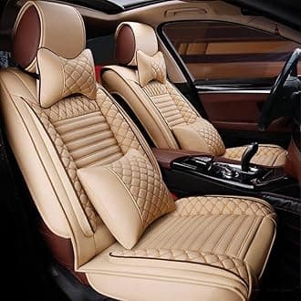 Custom Car Seat Covers Fit for Sonata 2000-2020 5-Seat Full Set All Weather PU Leather Front Rear Seat Protector with Waterproof Airbag Deluxe Edition Beige