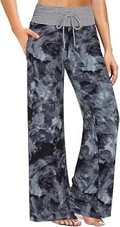 ZOOSIXX Soft Black Pajama Pants for Women, Wide Leg Comfy Casual Lounge Yoga Capri Pants 22'' / 30''