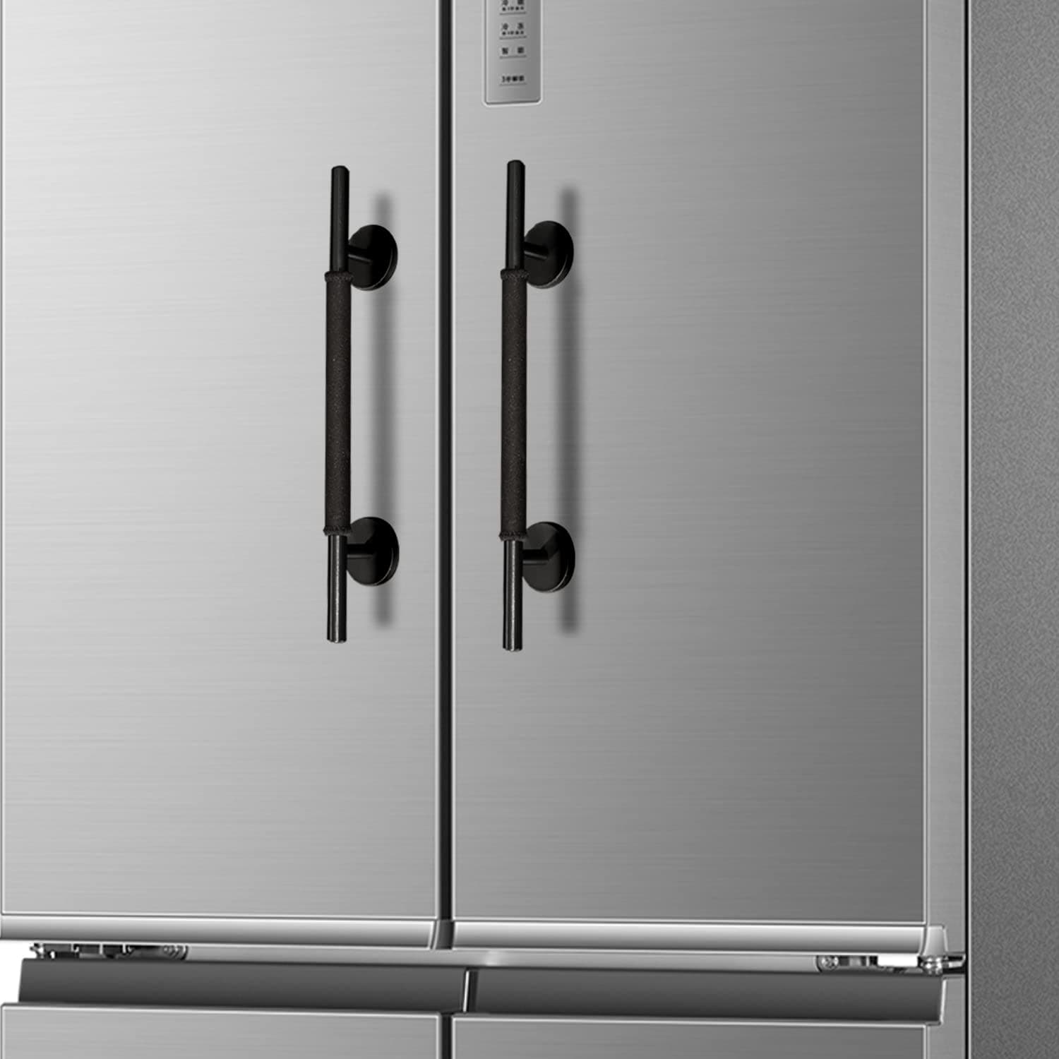 2Pack Magnetic Refrigerator Door Handle with Cover, Fridge Pull Handle Replacement Keep Appliance Clean from Fingerprints Liquid Oil Food Stain for Metal Machine Door - Black