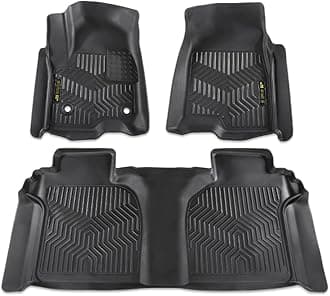 PIT66 Floor Mats Cargo Liners Compatible with 2019-2025 Chevy Silverado GMC Sierra 1500 2500HD 3500HD Crew Cab (Rear Row with Carpeted Under-seat Storage) Car Mats