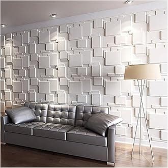 3D Wall Panels for Interior Wall Decoration Brick Design Pack of 6 Tiles 32 Sq Ft (Plant Fiber) - White Matt Brick