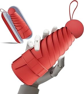 Windproof Mini Travel Folding Umbrella - UPF 50+ Sun & Rain Protection, Small Compact Lightweight Design Fits in Pocket or Bag, Eco-Friendly Fabric Wallet Umbrella for Commuter, Men Women Boys Girls