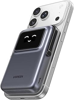 UGREEN Uno Magnetic Power Bank,10000mAh Magsafe Mobile Phone Portable Charger, PD20W with Foldable Stand and TFT Display,Wireless Compatible with iPhone17/17 Air/17 Pro/17 Pro Max, Xiaomi/Samsung ect