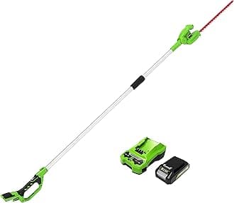 – G24PH51K2 Cordless Pole Hedge Trimmer with Split Shaft, 51cm Dual Action Blades, Blade Cuts Up to 18mm, 125 Degree Head Pivot, 1500spm, 24V Battery & Charger, 3 Year Guarantee