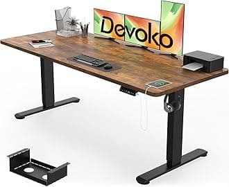 Electric Standing Desk 180x80cm, 18mm Thick Tabletop, Sit-Stand Height Adjustable with Sedentary Reminder, USB Charging Port, 3 Memory Smart Panel, Heavy-Duty Steel Frame (Rustic Brown)