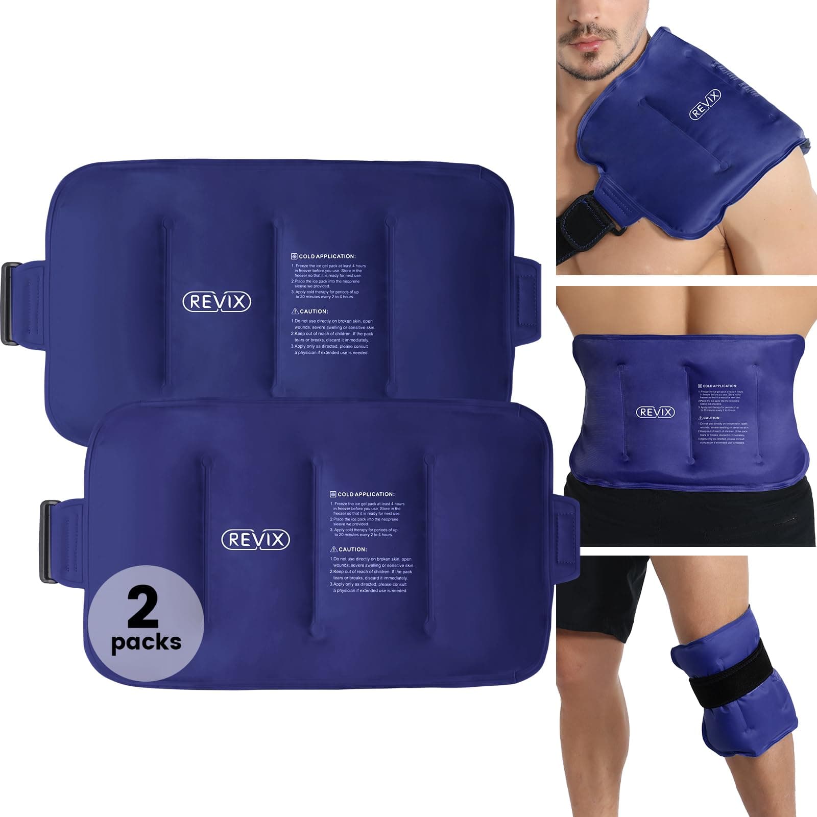 Reusable Ice Pack for Back Relief, Soft Plush Lining Gel Cold Packs for Lower Back, Shin, Knee, Hip, Arm, Flexible Cold Compress, 16 × 9 ", 2 Packs