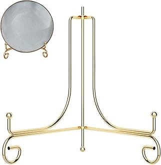 Plate Stands for Display, Plate Holder Display Stand, Picture Frame Stand Metal Frame Holder Stands for Book,Small Easel,Decorative Plate,Photo and Platter,Tabletop Art Gold 8 Inch