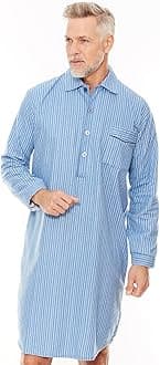 ChampionMens Brushed Cotton Striped Nightshirt Sleepwear Light Blue XL