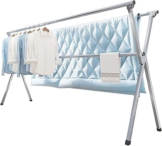 - Clothes Drying Rack 79 Inches Folding Indoor Outdoor, Drying Rack Clothing Collapsible, Foldable Laundry Drying Rack, Heavy Duty Stainless Steel Clothesline, Garmet Rack, 20 Hooks 12 Clips