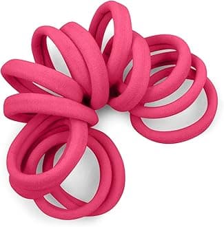 Cyndibands Seamless Hair Ties - Pink - Gentle Hair Ties No Damage, Standard Size 1.5 Inch, Soft and Stretchy Nylon Fabric Ponytail Holders - 12 Count