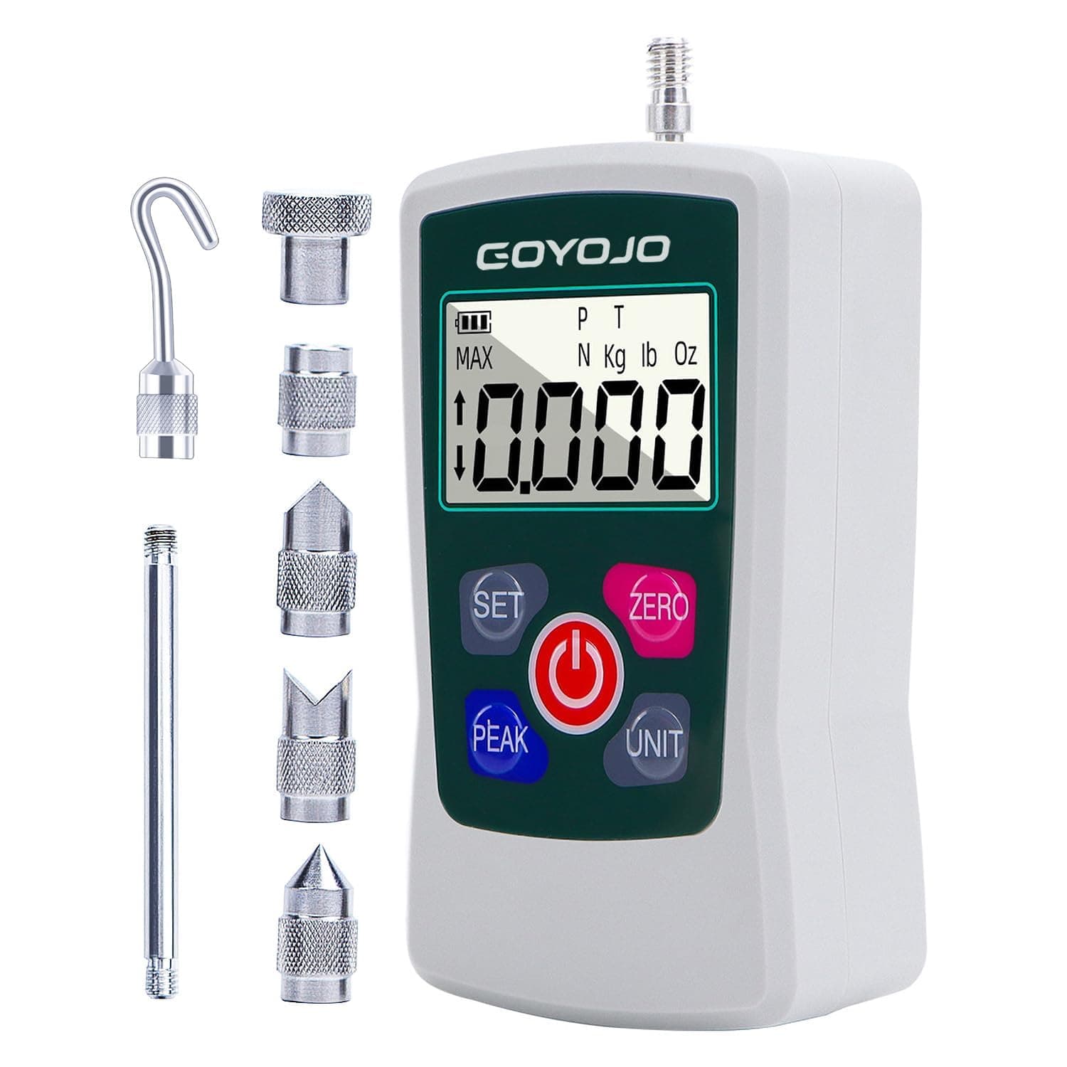 Digital Force Gauge, High-Precision Push-Pull Meter for Tension and Compression Testing Units (N, kg, lb, oz) Real-Time/Peak/First Peak Modes Ideal for Quality Control & Material Testing (500N)