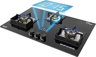 Appliances Smart Timer Dorado Hobtop-Flame Failure Detection,Hybrid Functionality, Auto-Ignition Glass-Top Gas Stove (3 Burner,2 Year Warranty Manufacturer)