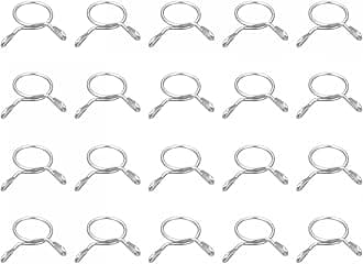 uxcell Fuel Line Hose Clips, 20pcs 11mm ID Fit 12.5-13mm OD Hose 304 Stainless Steel Water Pipe Air Tubing Spring Hose Clamps for Motorcycle Scooter