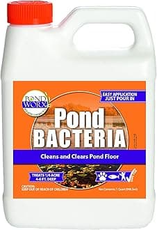 Pond Worx Pond Bacteria - Concentrated & Formulated for Large Ponds, Water Features - Safe for Koi - 32 Ounces & Treats up to a Quarter Acre Pond