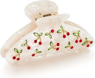 LILIE&WHITE Acrylic Hair Clips Claws For Women With The Rhinestone Pattern In Red Cherry Shape Hair Clip For Thick Hair Hair clips