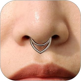 Nose Rings Hoops 316L Surgical Steel Flower Silver Septum Rings 16g Clicker Daith Hinged 14K Gold Plated Piercing Jewelry Gifts 1.2 * 8mm 10mm