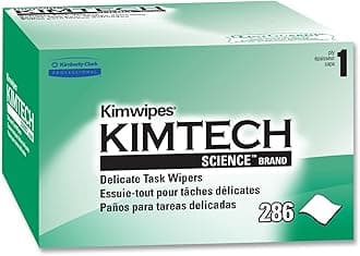 Kimtech Kimwipes, Delicate Task Wipers, 1-Ply, 4.4 x 8.4, Unscented, White, 286/Box