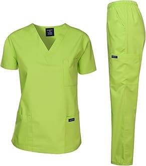 DAGACCI Top and Pants Medical Uniform Scrubs Set for Women and Men, Apple Green, M