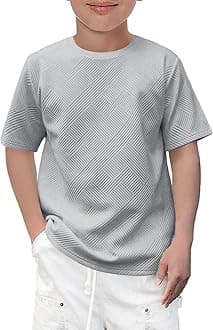 Boys Geometric Texture T-Shirts Kids Fashion Crewneck Short Sleeve Loose Tops Tees 5-14 Years
