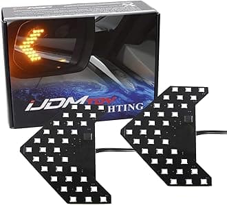 iJDMTOY Pair Dynamic Sequential 3-Step Flash 33-SMD LED Circuit Board Panels For Behind The Side Mirror Turn Signal Retrofit, Amber Yellow
