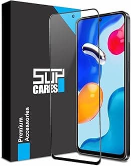 SupCares Tempered Glass for Redmi Note 11Se, Note 11S, Note 11, Note 10S and Redmi Note 10 (6.43 Inch) With Installation Kit | Military-Grade Gorilla Screen Protector | Edge to Edge Coverage | Black