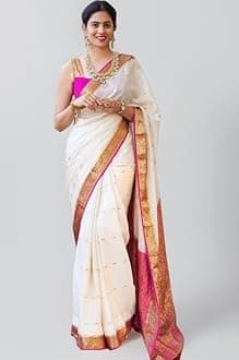 Satrani Women'S Poly Silk Kanjivaram Jacquard Saree With Unstitched Blouse Piece