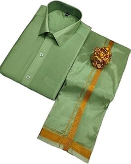 Men's Fashion Art Silk Shirt And Dhotis Combo - Full Sleeve