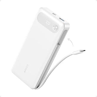 Power Bank, 20,000mAh Portable Charger with Built-in USB-C Cable, 87W Max Fast Charging Battery Pack, for iPhone 16/15/14/13 Series, Samsung, Switch, and More