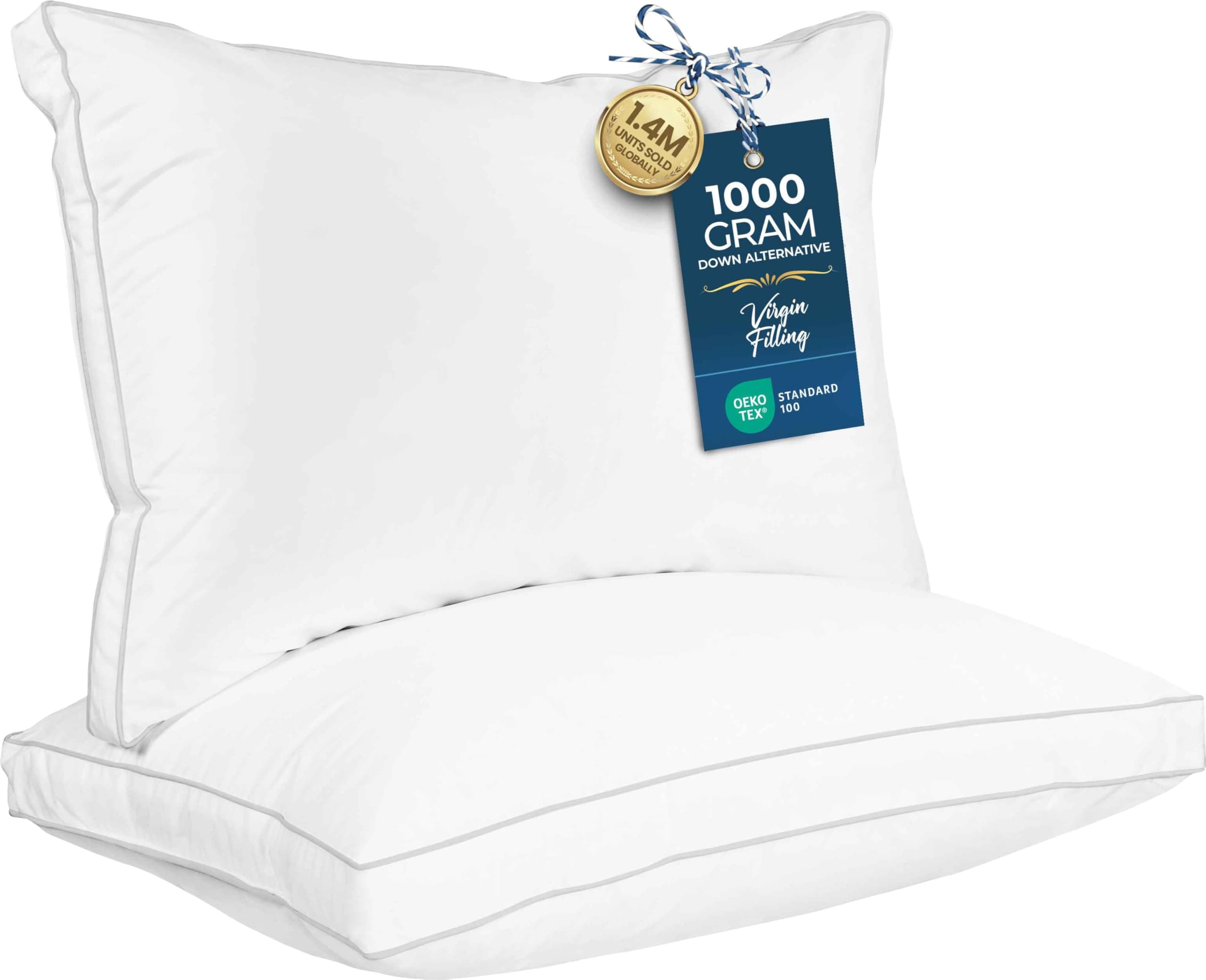 Utopia Bedding Bed Pillows for Sleeping Queen Size (White), Set of 2, Cooling Hotel Quality, Gusseted Pillow for Back, Stomach or Side Sleepers