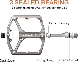 GEWAGE Road/Mountain Bike Pedals - 3 Layers Bike Pedals - 9/16" CNC Machined Flat Pedals with Removable Non-slip Spikes