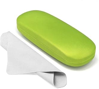 Marvolia Glasses Case Hard Shell - PU Leather Eyeglass Case Eyeglasses Case for Sunglasses Eye Glasses Case with Cleaning Cloth for Men Women - Grass Green